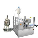 液体およびペースト用のピションフィラーを使用した自動既製バッグフィルシール包装
