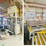 15KG木質ペレット計量充填袋詰めパレタイジングラインは出荷準備完了